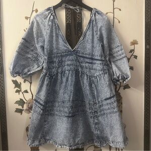 Free People Blue Denim Mini Dress